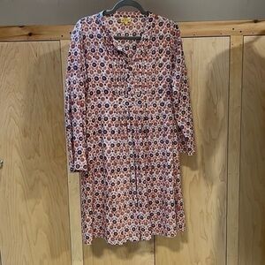 Roberta Roller Rabbit Womens Multicolor Pattern Cotton Tunic Bead Tassel Size L